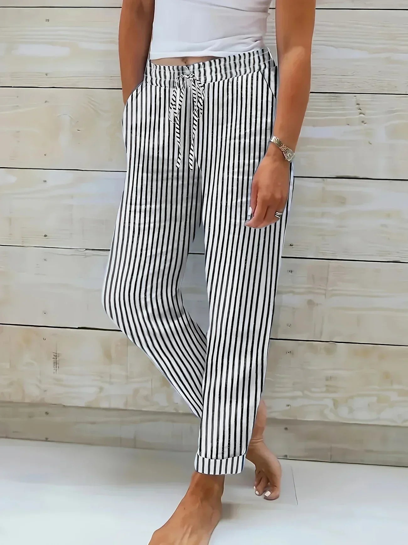 Faye™ | Pantalon rayé léger