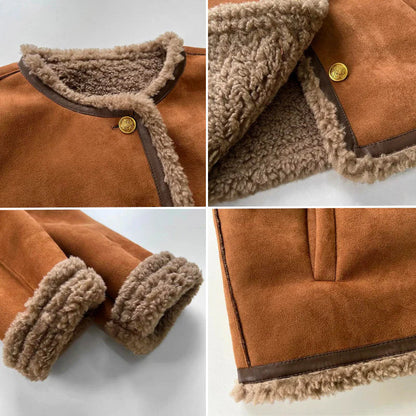 Sophie™ | Suede Button-Up Teddy Jacket