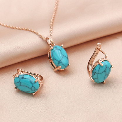 Boucles d'oreilles vintage et collier turquoise